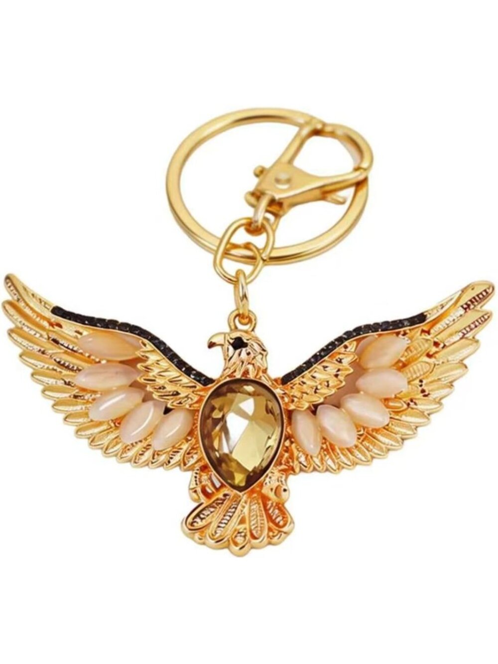 Elegant Gold-Tone Crystal Eagle Keychain | Unique Gift & Accessory